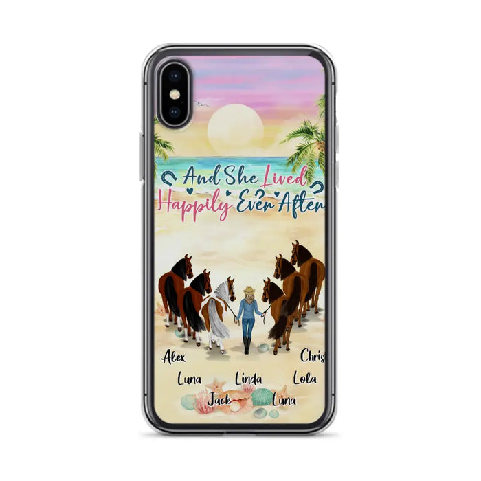 Custom Personalized Horse Girl Phone Case - Upto 6 Horses - Gift Idea for Horse Lovers - And She Lived Happily Ever After - Case for iPhone/Samsung