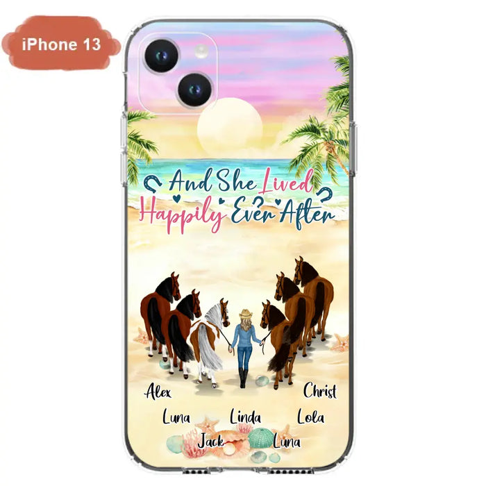 Custom Personalized Horse Girl Phone Case - Upto 6 Horses - Gift Idea for Horse Lovers - And She Lived Happily Ever After - Case for iPhone/Samsung