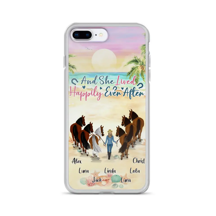 Custom Personalized Horse Girl Phone Case - Upto 6 Horses - Gift Idea for Horse Lovers - And She Lived Happily Ever After - Case for iPhone/Samsung