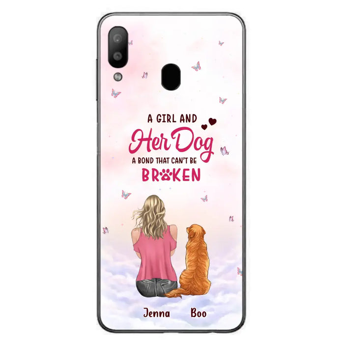 Custom Personalized Dog Mom Phone Case - Upto 5 Dogs - Gift Idea For Dog Lovers - A Girl And Her Dog A Bond That Can't Be Broken - Case for iPhone/Samsung