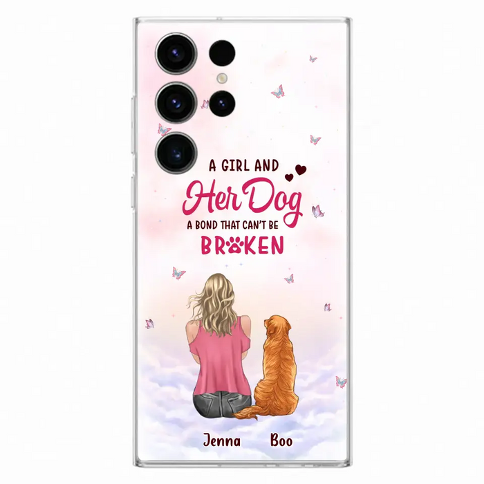 Custom Personalized Dog Mom Phone Case - Upto 5 Dogs - Gift Idea For Dog Lovers - A Girl And Her Dog A Bond That Can't Be Broken - Case for iPhone/Samsung