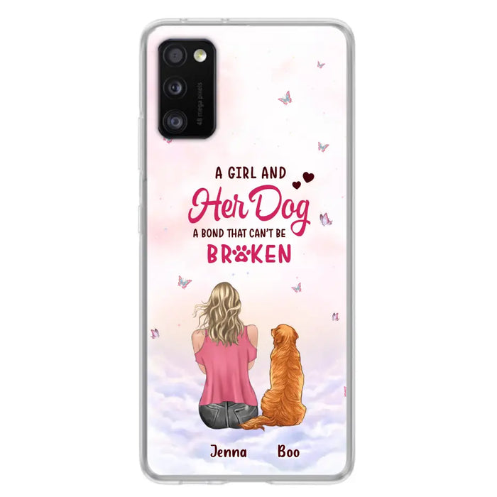 Custom Personalized Dog Mom Phone Case - Upto 5 Dogs - Gift Idea For Dog Lovers - A Girl And Her Dog A Bond That Can't Be Broken - Case for iPhone/Samsung