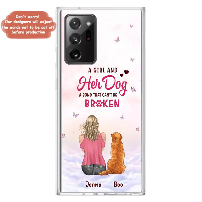 Custom Personalized Dog Mom Phone Case - Upto 5 Dogs - Gift Idea For Dog Lovers - A Girl And Her Dog A Bond That Can't Be Broken - Case for iPhone/Samsung