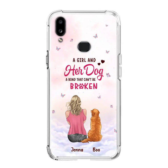 Custom Personalized Dog Mom Phone Case - Upto 5 Dogs - Gift Idea For Dog Lovers - A Girl And Her Dog A Bond That Can't Be Broken - Case for iPhone/Samsung