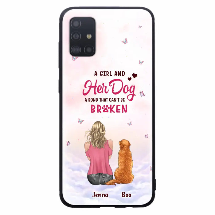 Custom Personalized Dog Mom Phone Case - Upto 5 Dogs - Gift Idea For Dog Lovers - A Girl And Her Dog A Bond That Can't Be Broken - Case for iPhone/Samsung