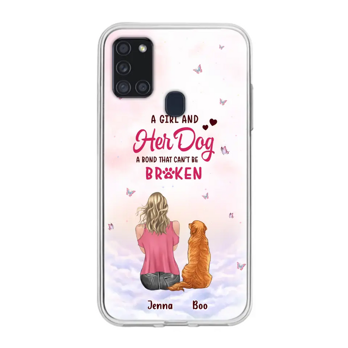 Custom Personalized Dog Mom Phone Case - Upto 5 Dogs - Gift Idea For Dog Lovers - A Girl And Her Dog A Bond That Can't Be Broken - Case for iPhone/Samsung