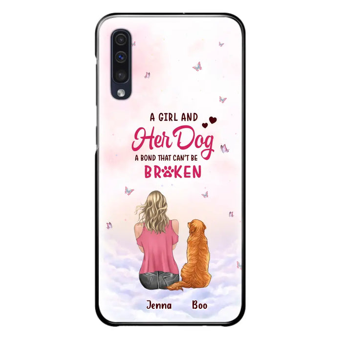 Custom Personalized Dog Mom Phone Case - Upto 5 Dogs - Gift Idea For Dog Lovers - A Girl And Her Dog A Bond That Can't Be Broken - Case for iPhone/Samsung