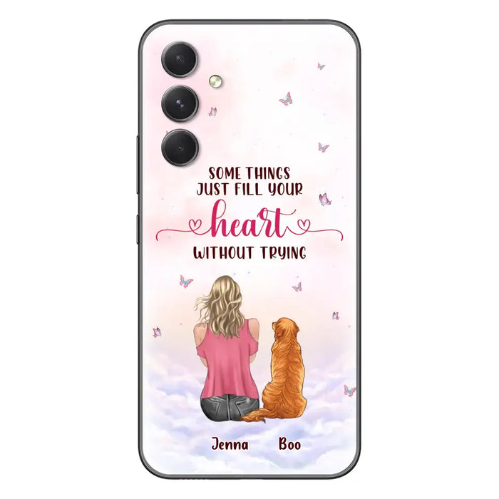 Custom Personalized Dog Mom Phone Case - Upto 5 Dogs - Gift Idea For Dog Lovers - Some Things Just Fill Your Heart Without Trying - Case for iPhone/Samsung