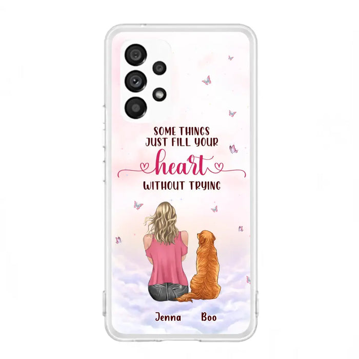 Custom Personalized Dog Mom Phone Case - Upto 5 Dogs - Gift Idea For Dog Lovers - Some Things Just Fill Your Heart Without Trying - Case for iPhone/Samsung