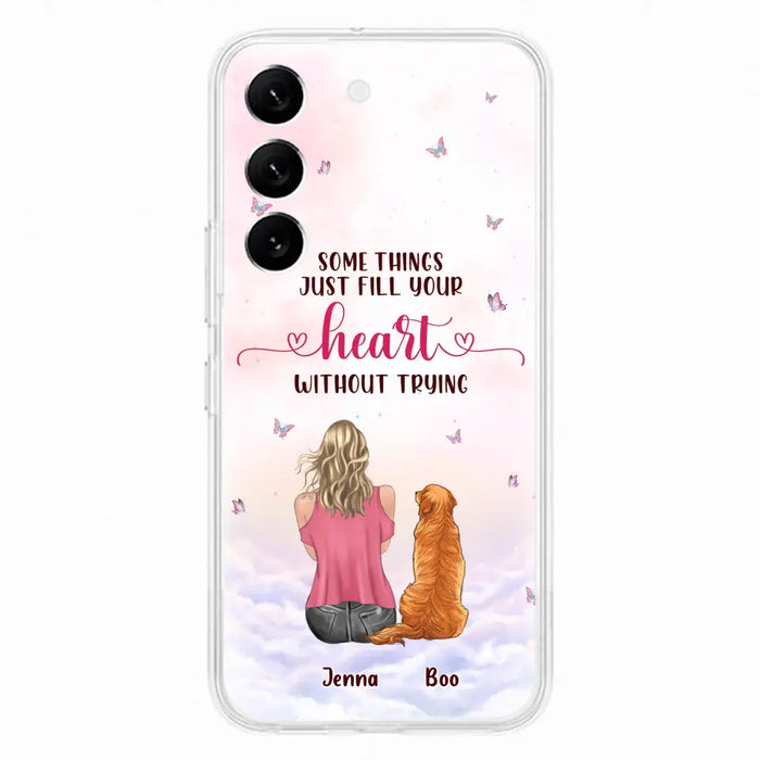 Custom Personalized Dog Mom Phone Case - Upto 5 Dogs - Gift Idea For Dog Lovers - Some Things Just Fill Your Heart Without Trying - Case for iPhone/Samsung