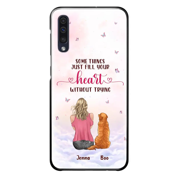 Custom Personalized Dog Mom Phone Case - Upto 5 Dogs - Gift Idea For Dog Lovers - Some Things Just Fill Your Heart Without Trying - Case for iPhone/Samsung