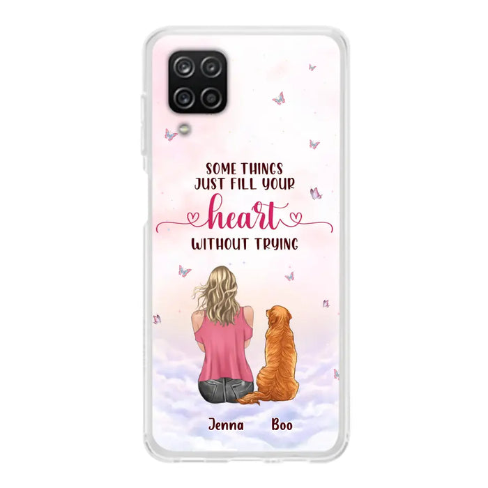 Custom Personalized Dog Mom Phone Case - Upto 5 Dogs - Gift Idea For Dog Lovers - Some Things Just Fill Your Heart Without Trying - Case for iPhone/Samsung