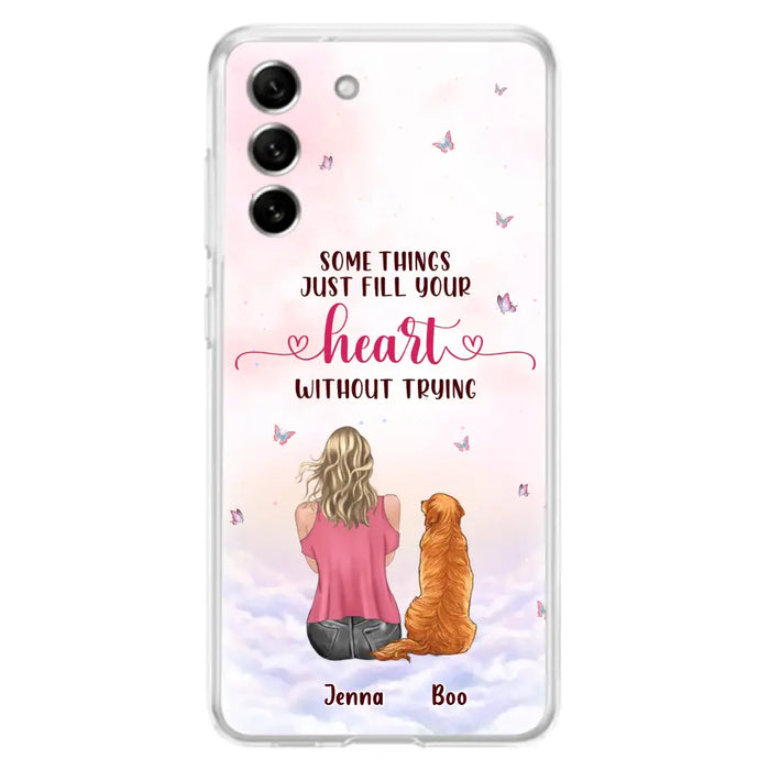 Custom Personalized Dog Mom Phone Case - Upto 5 Dogs - Gift Idea For Dog Lovers - Some Things Just Fill Your Heart Without Trying - Case for iPhone/Samsung