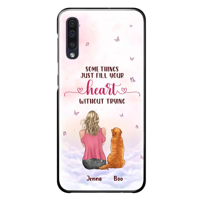 Custom Personalized Dog Mom Phone Case - Upto 5 Dogs - Gift Idea For Dog Lovers - Some Things Just Fill Your Heart Without Trying - Case for iPhone/Samsung