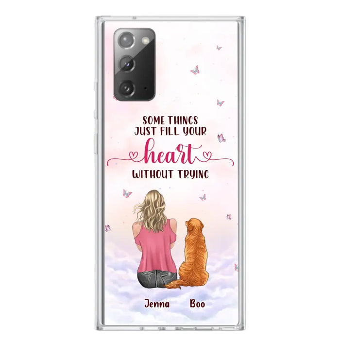 Custom Personalized Dog Mom Phone Case - Upto 5 Dogs - Gift Idea For Dog Lovers - Some Things Just Fill Your Heart Without Trying - Case for iPhone/Samsung