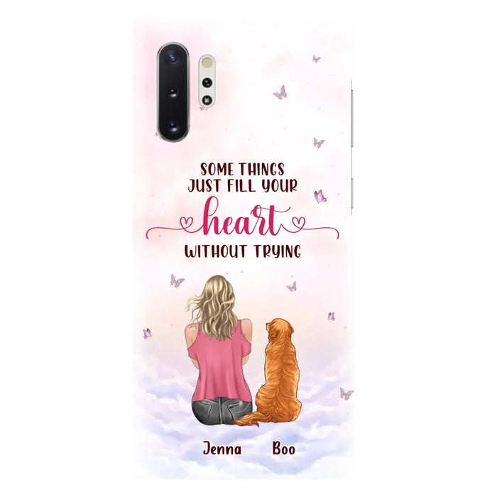 Custom Personalized Dog Mom Phone Case - Upto 5 Dogs - Gift Idea For Dog Lovers - Some Things Just Fill Your Heart Without Trying - Case for iPhone/Samsung