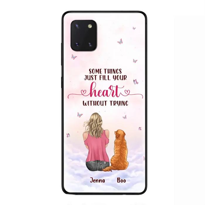 Custom Personalized Dog Mom Phone Case - Upto 5 Dogs - Gift Idea For Dog Lovers - Some Things Just Fill Your Heart Without Trying - Case for iPhone/Samsung