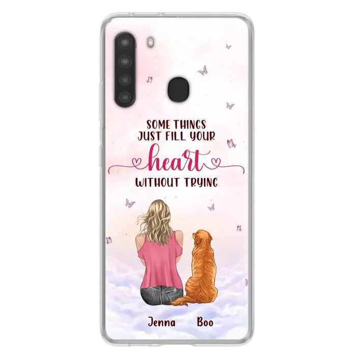 Custom Personalized Dog Mom Phone Case - Upto 5 Dogs - Gift Idea For Dog Lovers - Some Things Just Fill Your Heart Without Trying - Case for iPhone/Samsung