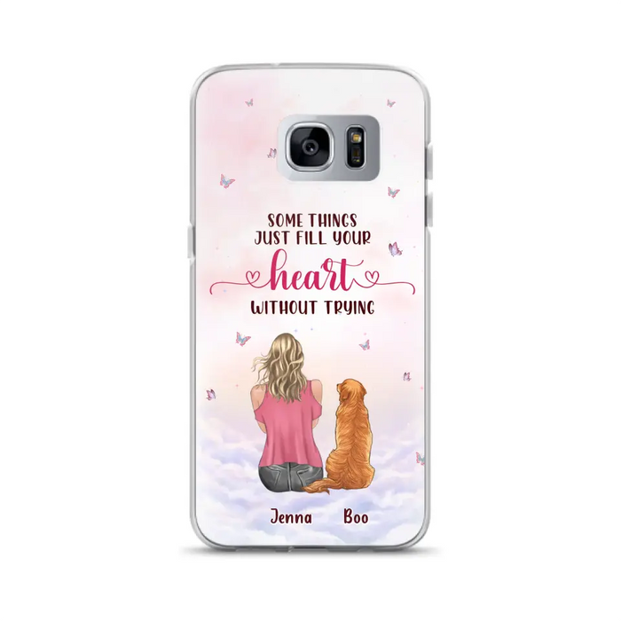 Custom Personalized Dog Mom Phone Case - Upto 5 Dogs - Gift Idea For Dog Lovers - Some Things Just Fill Your Heart Without Trying - Case for iPhone/Samsung