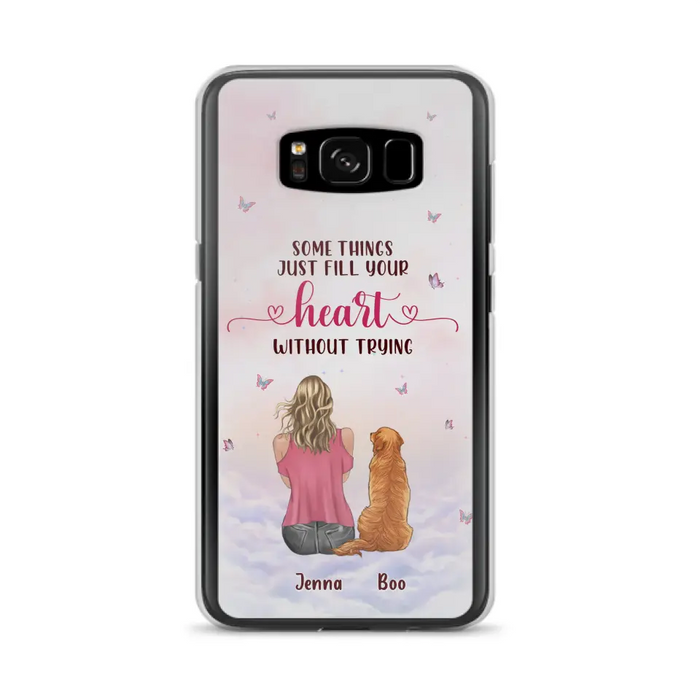 Custom Personalized Dog Mom Phone Case - Upto 5 Dogs - Gift Idea For Dog Lovers - Some Things Just Fill Your Heart Without Trying - Case for iPhone/Samsung