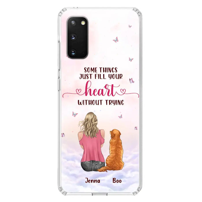 Custom Personalized Dog Mom Phone Case - Upto 5 Dogs - Gift Idea For Dog Lovers - Some Things Just Fill Your Heart Without Trying - Case for iPhone/Samsung