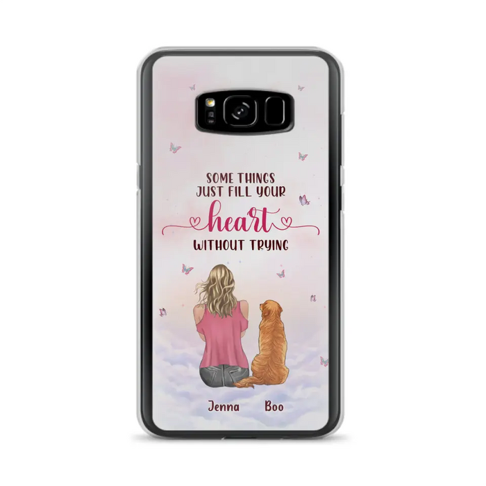 Custom Personalized Dog Mom Phone Case - Upto 5 Dogs - Gift Idea For Dog Lovers - Some Things Just Fill Your Heart Without Trying - Case for iPhone/Samsung