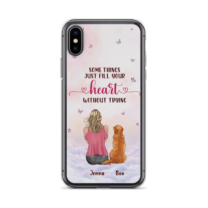 Custom Personalized Dog Mom Phone Case - Upto 5 Dogs - Gift Idea For Dog Lovers - Some Things Just Fill Your Heart Without Trying - Case for iPhone/Samsung