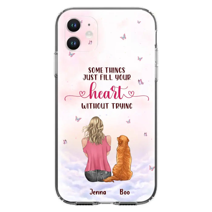 Custom Personalized Dog Mom Phone Case - Upto 5 Dogs - Gift Idea For Dog Lovers - Some Things Just Fill Your Heart Without Trying - Case for iPhone/Samsung