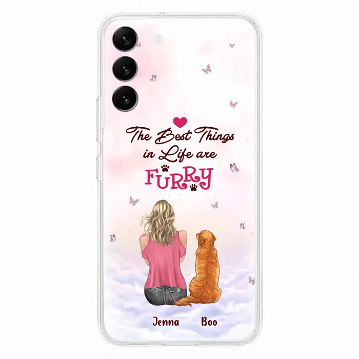 Custom Personalized Dog Mom Phone Case - Upto 5 Dogs - Gift Idea For Dog Lovers - The Best Things In Life Are Furry - Case for iPhone/Samsung