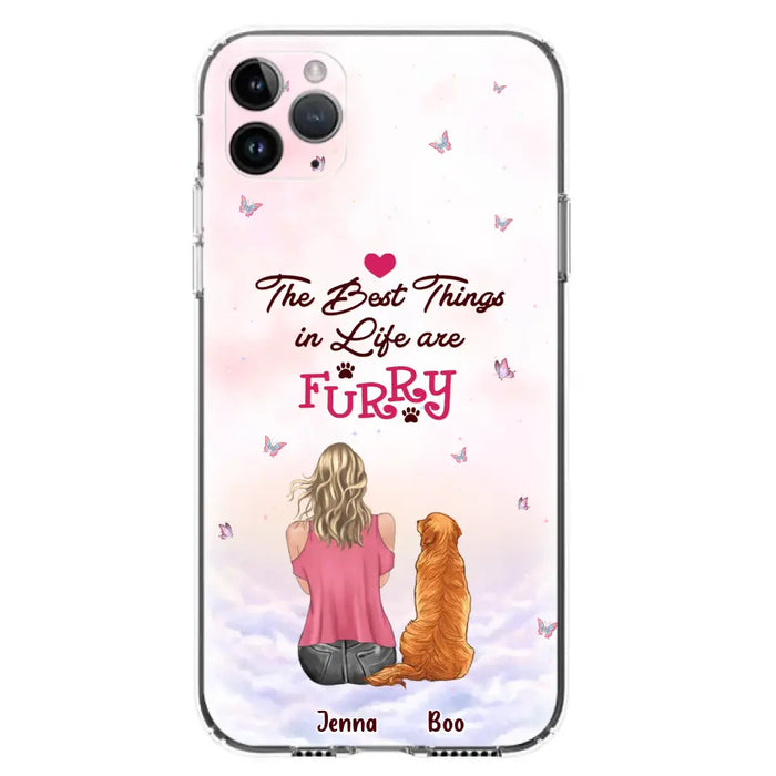 Custom Personalized Dog Mom Phone Case - Upto 5 Dogs - Gift Idea For Dog Lovers - The Best Things In Life Are Furry - Case for iPhone/Samsung