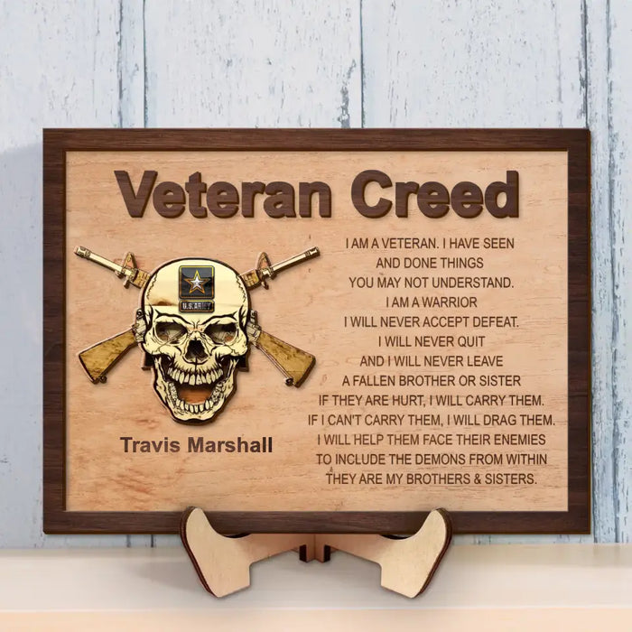 Custom Personalized Veteran 2 Layered Wooden Art - Gift Idea for Veteran - Veteran Creed