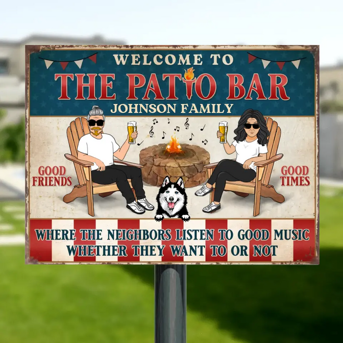 Custom Personalized Couple Metal Sign - Independence Day Gift Idea for Couple - Welcome To The Patio Bar