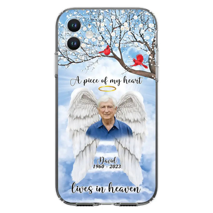 Custom Personalized Memorial Wings Upload Photo Phone Case - Memorial Gift Idea - A Piece Of My Heart Lives In Heaven