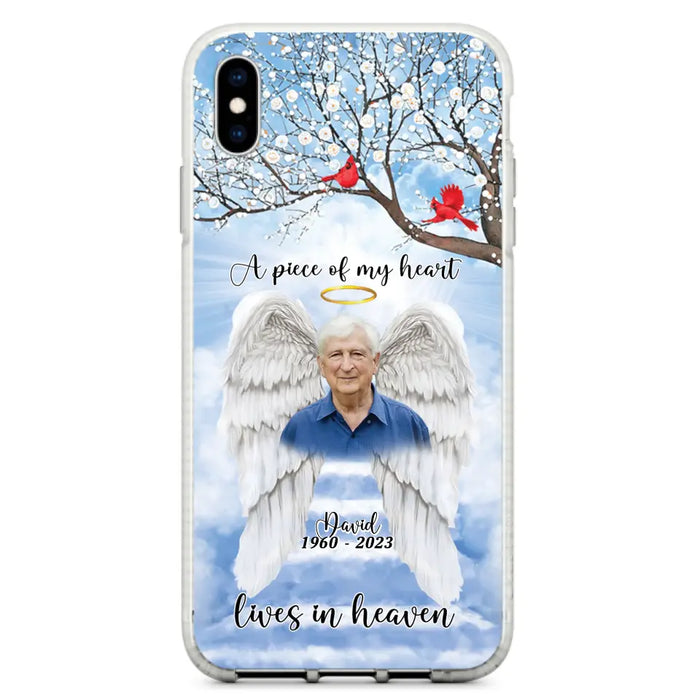 Custom Personalized Memorial Wings Upload Photo Phone Case - Memorial Gift Idea - A Piece Of My Heart Lives In Heaven