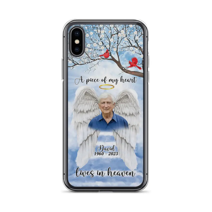 Custom Personalized Memorial Wings Upload Photo Phone Case - Memorial Gift Idea - A Piece Of My Heart Lives In Heaven