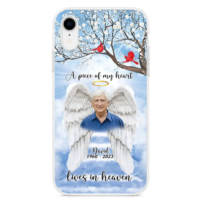 Custom Personalized Memorial Wings Upload Photo Phone Case - Memorial Gift Idea - A Piece Of My Heart Lives In Heaven