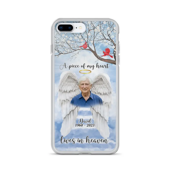 Custom Personalized Memorial Wings Upload Photo Phone Case - Memorial Gift Idea - A Piece Of My Heart Lives In Heaven