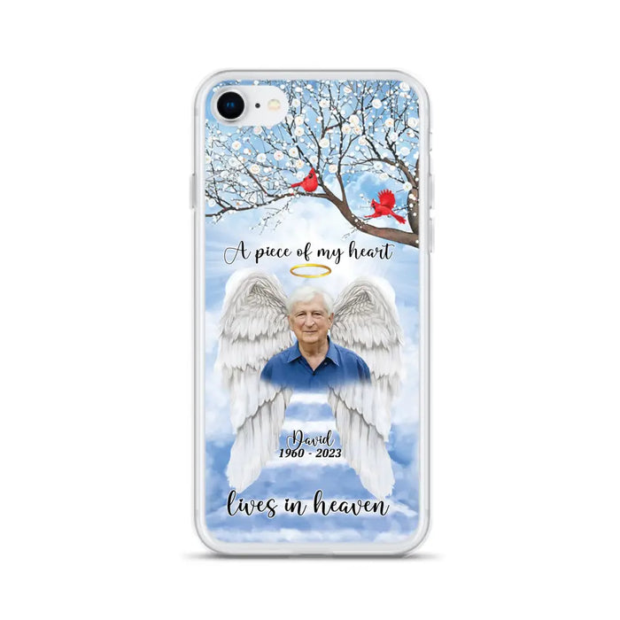 Custom Personalized Memorial Wings Upload Photo Phone Case - Memorial Gift Idea - A Piece Of My Heart Lives In Heaven