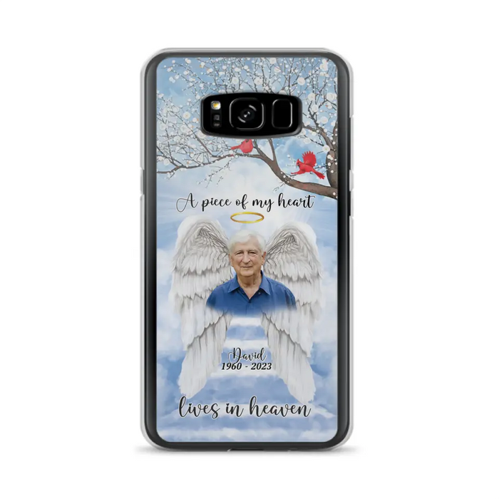 Custom Personalized Memorial Wings Upload Photo Phone Case - Memorial Gift Idea - A Piece Of My Heart Lives In Heaven