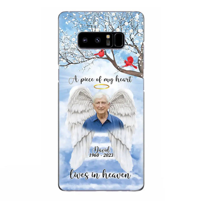 Custom Personalized Memorial Wings Upload Photo Phone Case - Memorial Gift Idea - A Piece Of My Heart Lives In Heaven