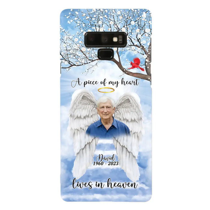 Custom Personalized Memorial Wings Upload Photo Phone Case - Memorial Gift Idea - A Piece Of My Heart Lives In Heaven