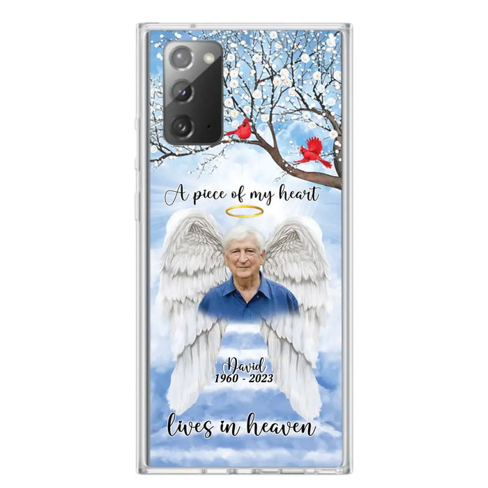 Custom Personalized Memorial Wings Upload Photo Phone Case - Memorial Gift Idea - A Piece Of My Heart Lives In Heaven