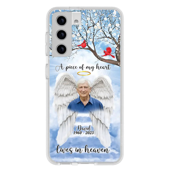 Custom Personalized Memorial Wings Upload Photo Phone Case - Memorial Gift Idea - A Piece Of My Heart Lives In Heaven