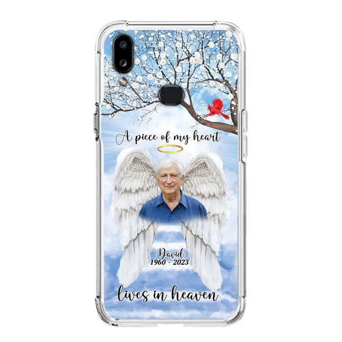 Custom Personalized Memorial Wings Upload Photo Phone Case - Memorial Gift Idea - A Piece Of My Heart Lives In Heaven