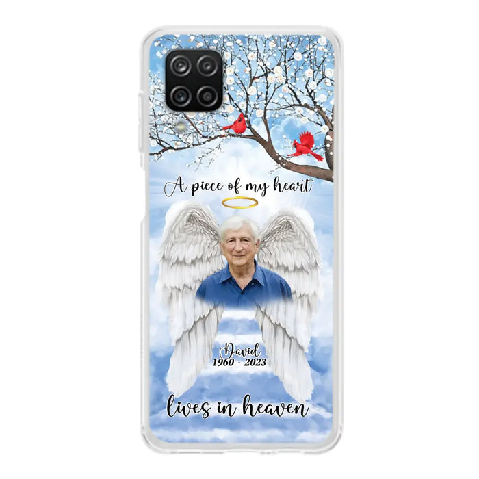 Custom Personalized Memorial Wings Upload Photo Phone Case - Memorial Gift Idea - A Piece Of My Heart Lives In Heaven