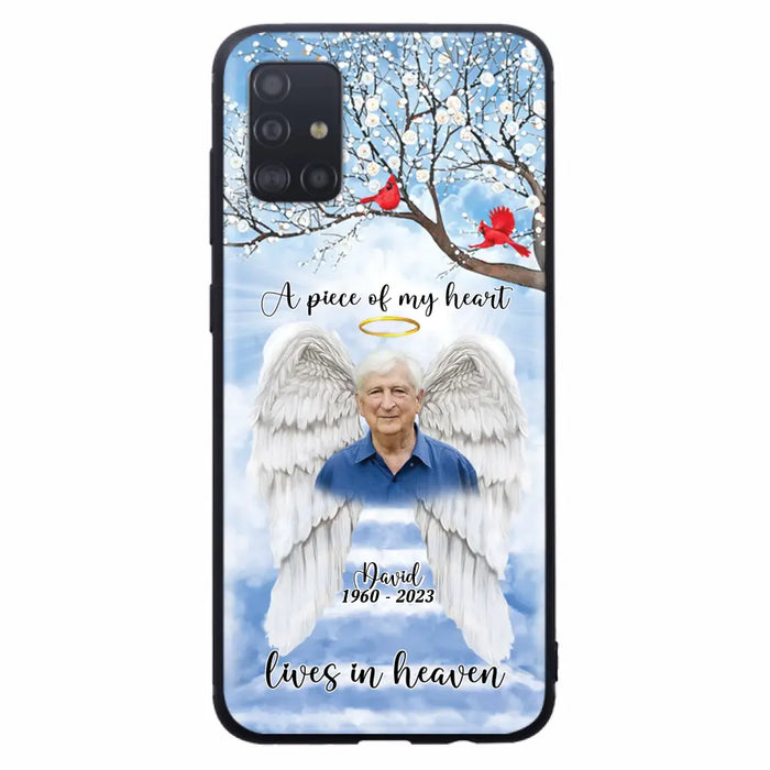 Custom Personalized Memorial Wings Upload Photo Phone Case - Memorial Gift Idea - A Piece Of My Heart Lives In Heaven