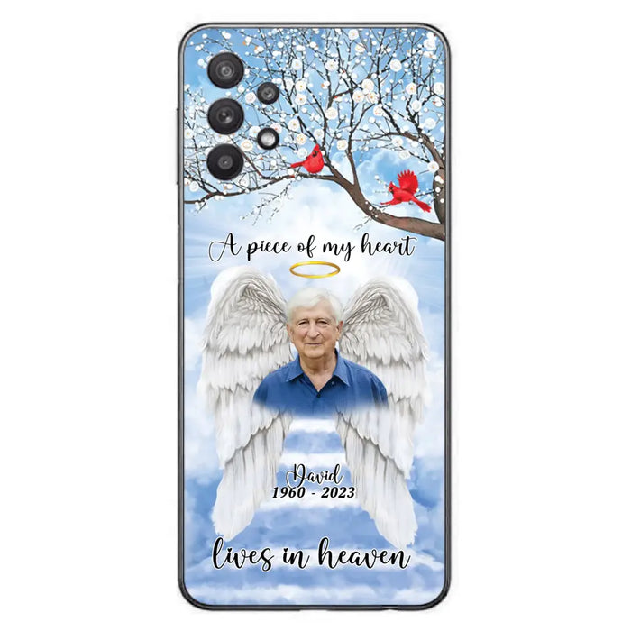 Custom Personalized Memorial Wings Upload Photo Phone Case - Memorial Gift Idea - A Piece Of My Heart Lives In Heaven