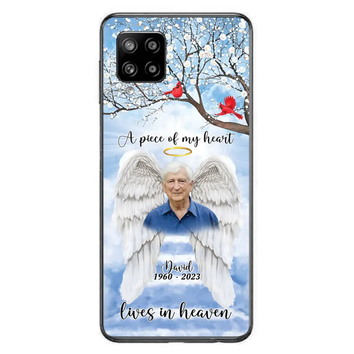 Custom Personalized Memorial Wings Upload Photo Phone Case - Memorial Gift Idea - A Piece Of My Heart Lives In Heaven