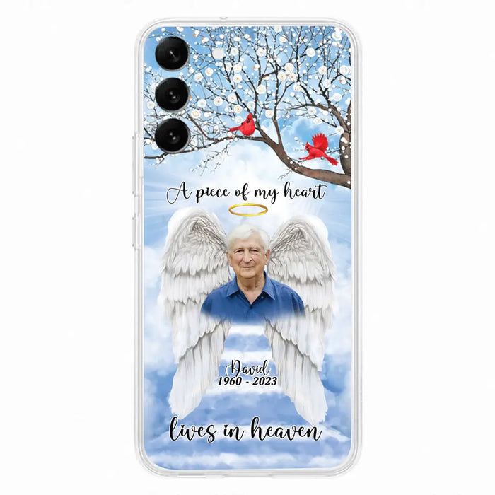 Custom Personalized Memorial Wings Upload Photo Phone Case - Memorial Gift Idea - A Piece Of My Heart Lives In Heaven