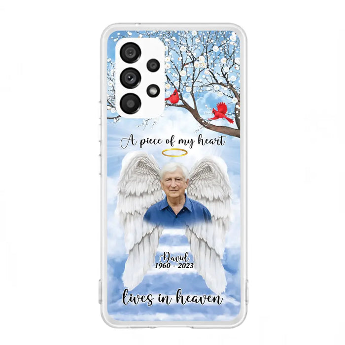 Custom Personalized Memorial Wings Upload Photo Phone Case - Memorial Gift Idea - A Piece Of My Heart Lives In Heaven